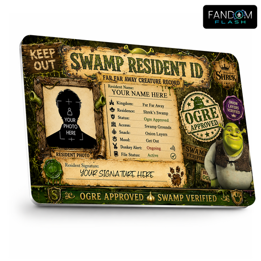 Swamp Resident ID Badge – Shrek Inspired Far Far Away Creature Record Card