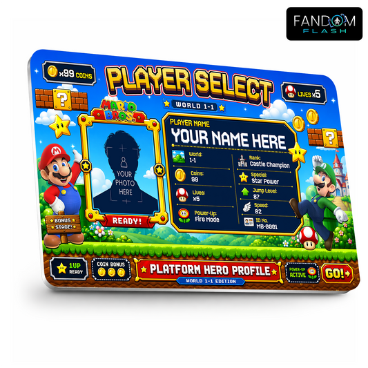 Platform Hero Profile Card – Mario Bros Inspired Custom Player Select Badge
