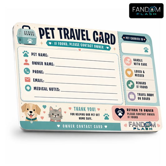 Pet Travel Card – Fill-In Pet Owner Contact Tag