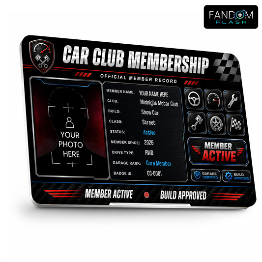 Car Club Membership Card – Custom Official Member Record Badge