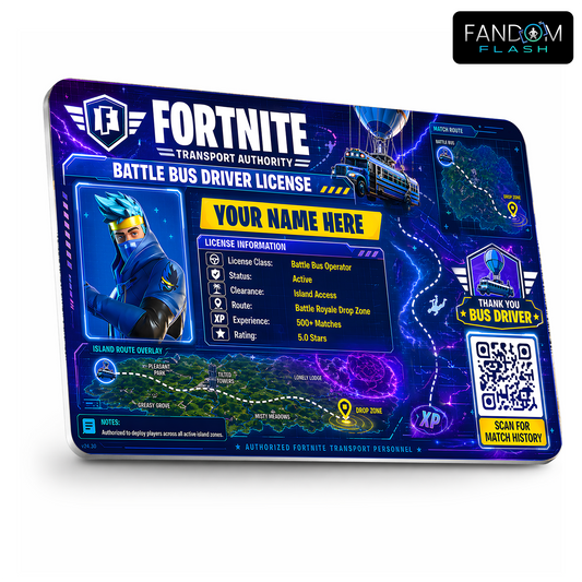 Battle Bus Driver License – Fortnite Inspired Gaming Photo ID