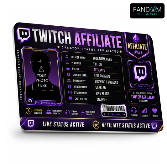 Twitch Affiliate Card – Custom Creator Status Badge