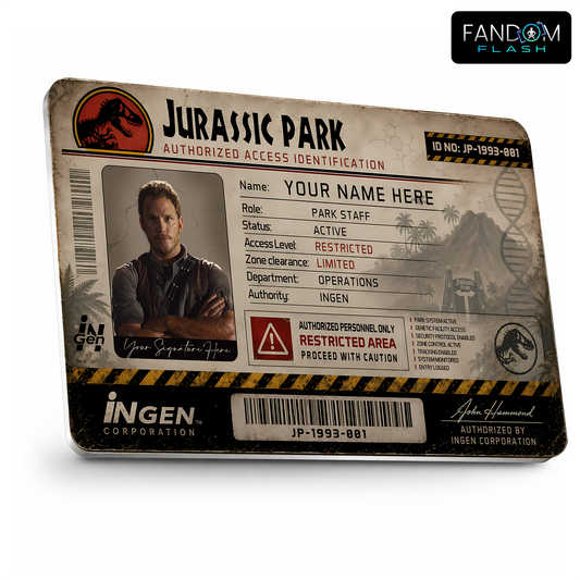 Authorized Access Identification Card – Jurassic Park Inspired Custom InGen Badge