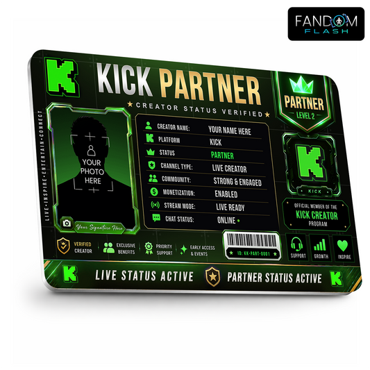 Kick Partner Card – Custom Creator Status Badge