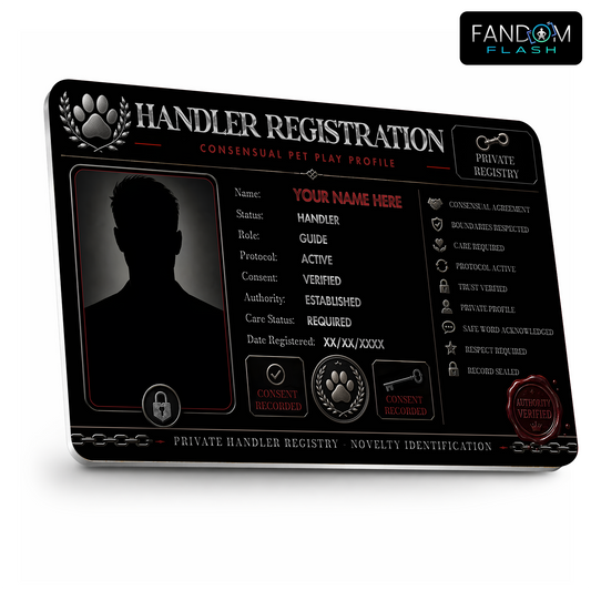Handler Registration Card – Consensual Pet Play Inspired Custom Novelty Badge