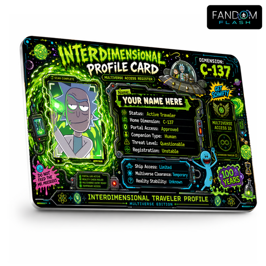 Interdimensional Profile ID Badge – Rick and Morty Inspired Sci-Fi Card