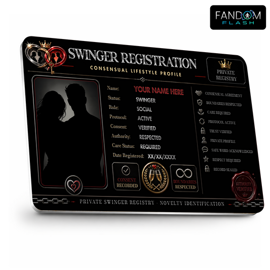 Swinger Registration Card – Consensual Lifestyle Inspired Custom Novelty Badge