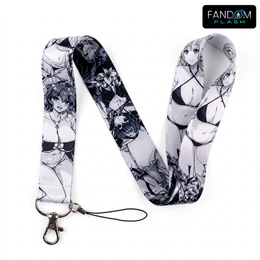 Black & White Anime Girls Lanyard – Manga Character Neck Strap
