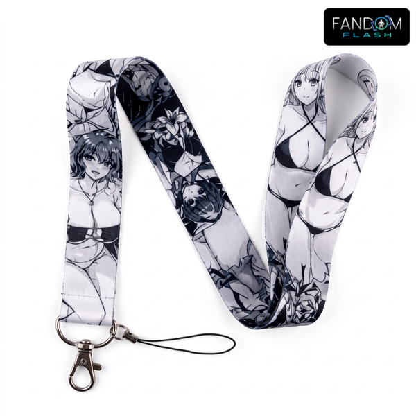 Black & White Anime Girls Lanyard – Manga Character Neck Strap