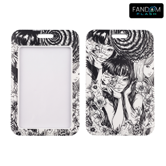 Junji Ito Inspired Horror Manga Badge Holder – Black & White ID Card Sleeve