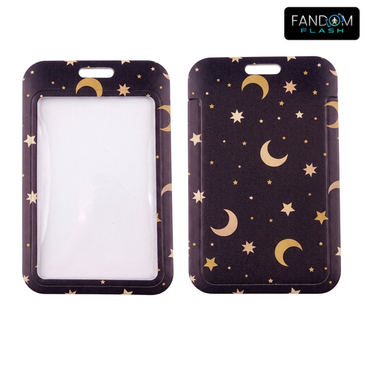 Celestial Moon & Stars Badge Holder – Mystical ID Card Sleeve
