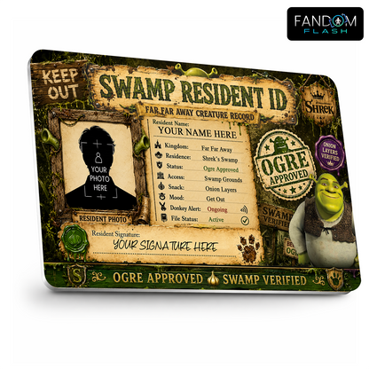 Swamp Resident ID Badge – Shrek Inspired Far Far Away Creature Record Card