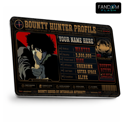 Bounty Hunter Profile Card – Cowboy Bebop Inspired Anime Photo ID