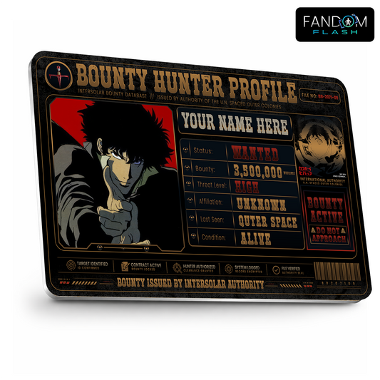 Bounty Hunter Profile Card – Cowboy Bebop Inspired Anime Photo ID