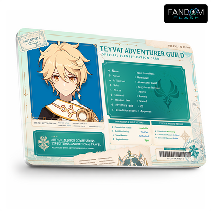 Teyvat Adventurer Guild ID Card – Genshin Inspired Fantasy Photo Badge