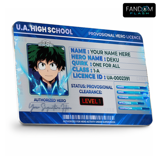 U.A. High School Hero License – My Hero Academia Inspired Anime Photo ID