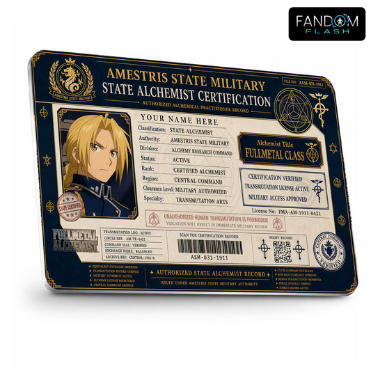 State Alchemist Certification ID Badge – Fullmetal Alchemist Inspired Anime Card