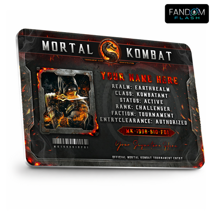 Tournament Entry Card – Mortal Kombat Inspired Gaming Photo ID