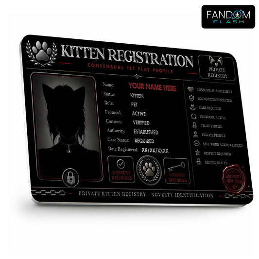 Kitten Registration Card – Consensual Pet Play Inspired Custom Novelty Badge
