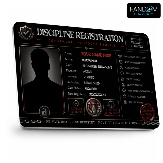 Discipline Registration Card – Consensual Protocol Inspired Custom Novelty Badge