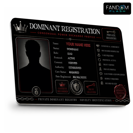 Dominant Registration Card – Consensual Power Exchange Inspired Custom Novelty Badge