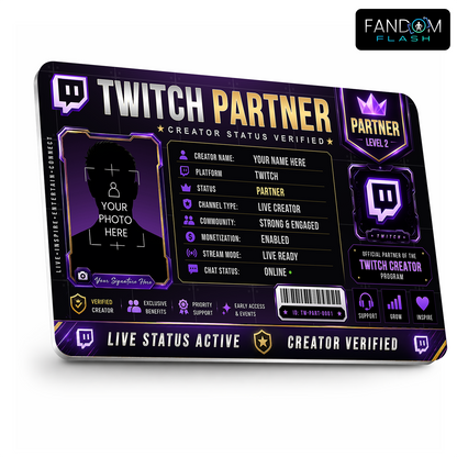 Twitch Partner Card – Custom Creator Status Badge