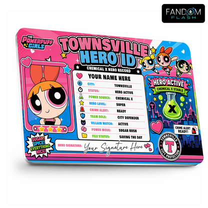 Townsville Hero ID Badge – Powerpuff Girls Inspired Hero Record Card