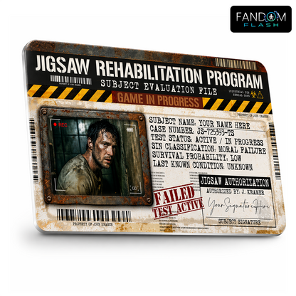 Jigsaw Rehabilitation Badge – Saw Inspired Horror Photo ID