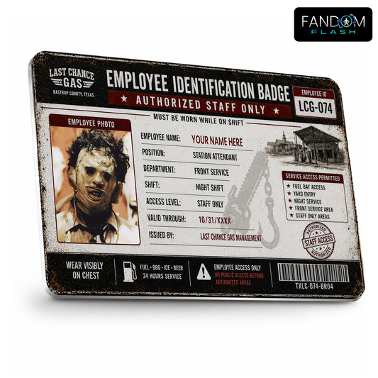 Last Chance Gas Employee Identification Badge – Texas Chainsaw Massacre Inspired Horror ID