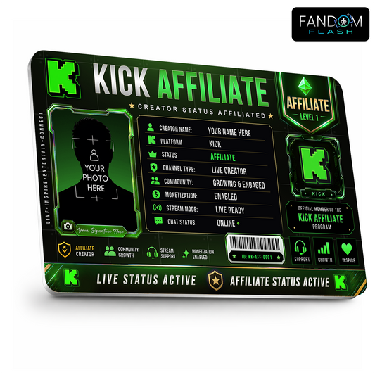 Kick Affiliate Card – Custom Creator Status Badge