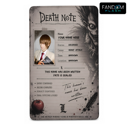 Notebook Record Card – Death Note Inspired Custom Anime Badge