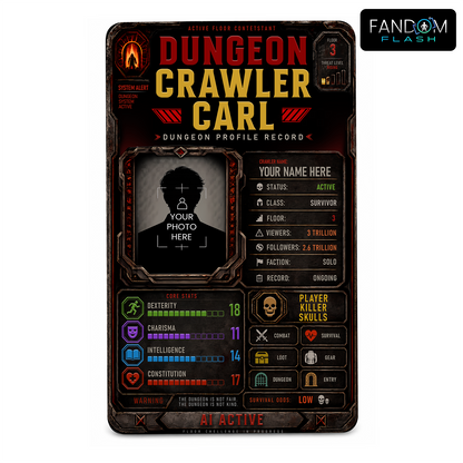 Dungeon Crawler Profile ID Card – Dungeon Crawler Carl Inspired Contestant Badge
