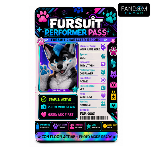 Fursuit Performer Pass – Furry Convention Inspired Character Badge