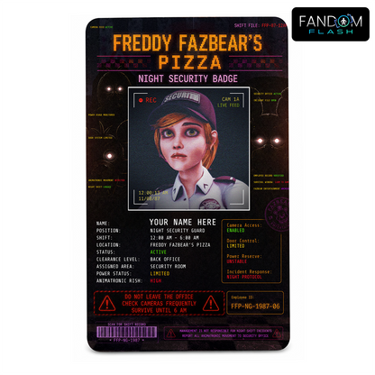 Night Security Badge – Five Nights at Freddy’s Inspired Horror Photo ID