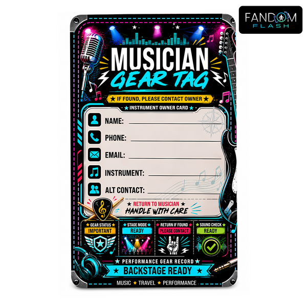 Musician Gear Tag – Music Travel Instrument Owner Record Tag