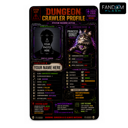 Dungeon Crawler Profile – Dungeon Crawler Carl Inspired System Record Card