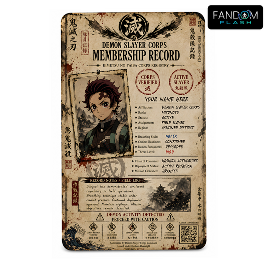 Corps Membership Record – Demon Slayer Inspired Anime Photo ID