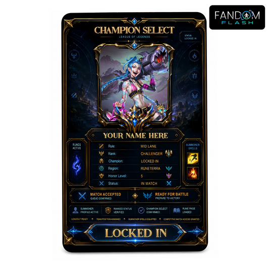 Champion Select Card – League of Legends Inspired Custom Gaming Badge