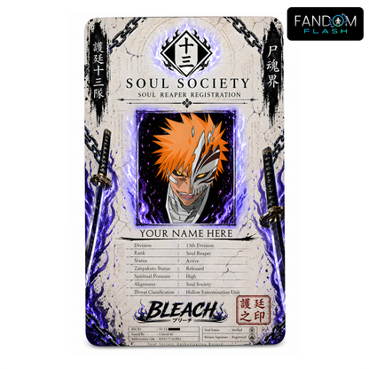 Soul Society ID Badge – Bleach Inspired Anime Photo ID