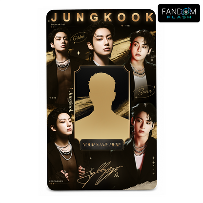 Golden Solo Artist Fan Card – Jungkook Inspired Custom K-Pop Collectible Badge