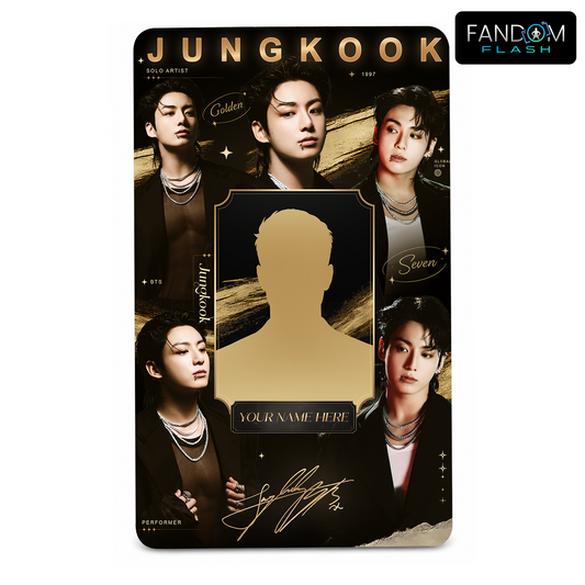Golden Solo Artist Fan Card – Jungkook Inspired Custom K-Pop Collectible Badge