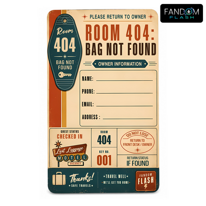 Room 404 Bag Tag – Retro Motel Inspired Travel Luggage Tag
