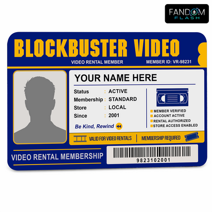 Video Rental Membership Card – Blockbuster Inspired Custom Retro Badge