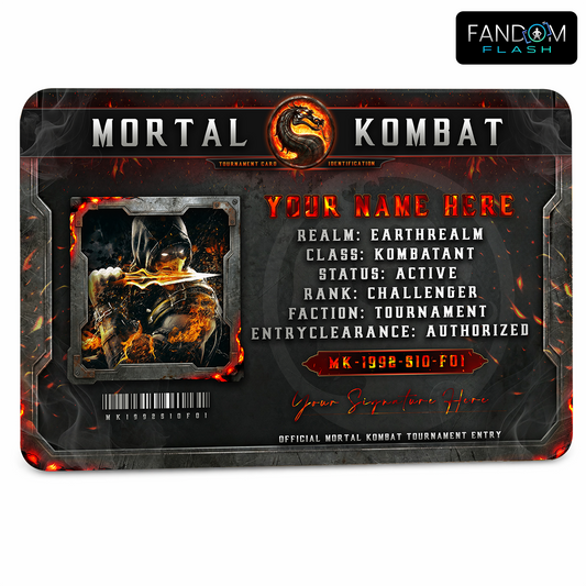 Tournament Entry Card – Mortal Kombat Inspired Gaming Photo ID