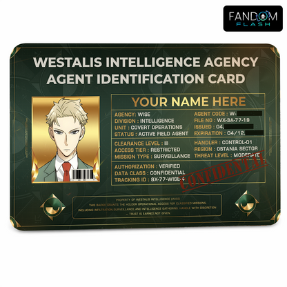 Westalis Intelligence Agency ID Card – Spy x Family Inspired Anime Photo ID