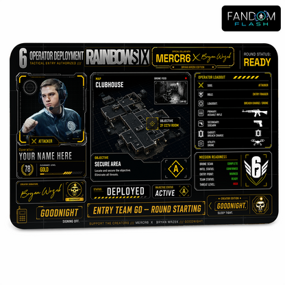 Operator Deployment Card – Rainbow Six Siege Inspired MERCR6 Creator Collab Badge