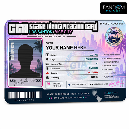 State Identification Card – GTA Inspired Custom Los Santos / Vice City Badge