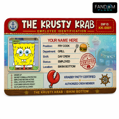 Employee ID Card – Krusty Krab Inspired Custom Cartoon Badge