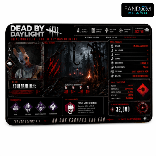 Trial Complete Card – Dead by Daylight Inspired Killer Record Badge