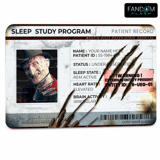 Sleep Study Patient Record – Nightmare on Elm Street Inspired Horror Photo ID